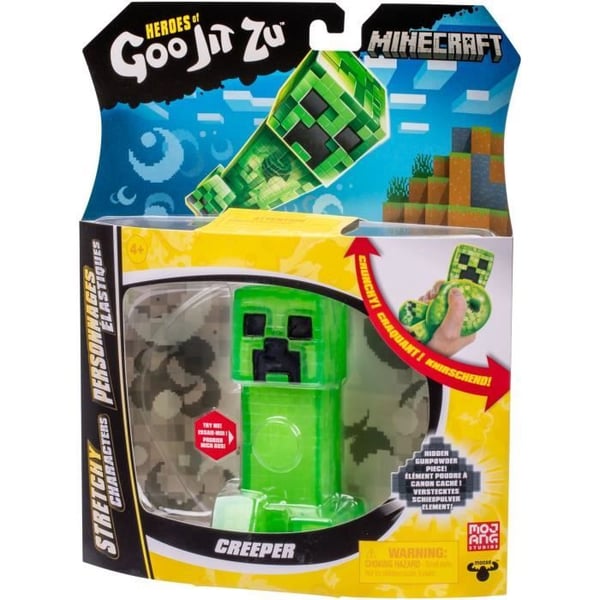 Strækbar figur - GOO JIT ZU - Minecraft Creeper - 11 cm - Elastisk tekstur - Strækbar 3x