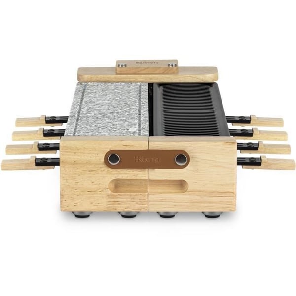 HKoeNIG Raclettemaskin - WOD360 - Upp till 8 personer - Koksten med roterande bas - Trädesign - 1400W