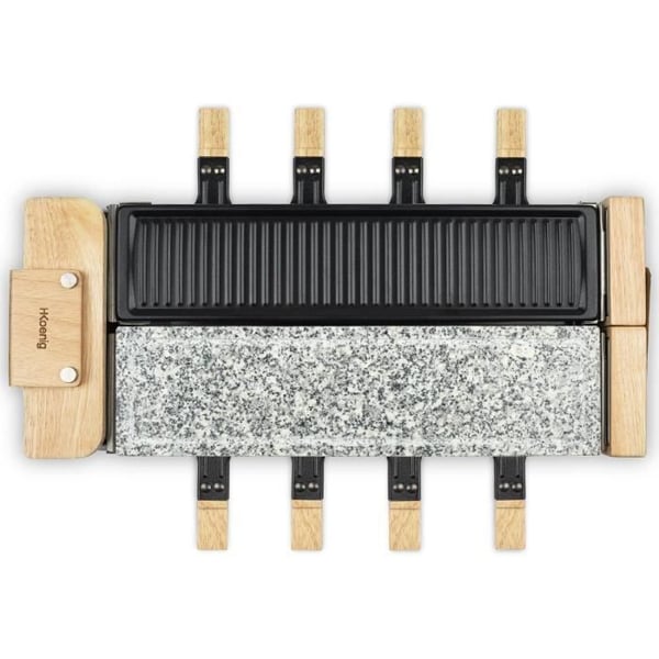 HKoeNIG Raclettemaskin - WOD360 - Upp till 8 personer - Koksten med roterande bas - Trädesign - 1400W