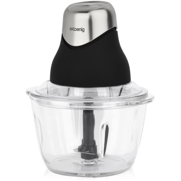 Mini elektrisk hackare - H.Koenig - LEO8 - 320 W - 1 L glasskål - Rostfria knivar - Mattsvart och krom