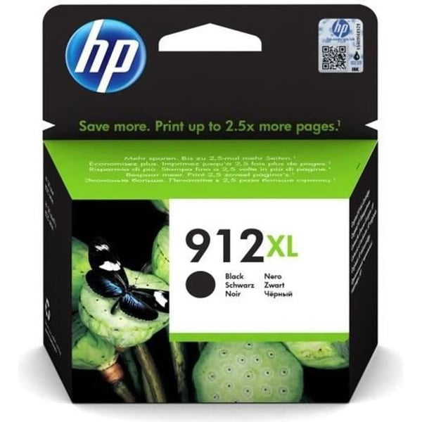 HP 912XL alkuperäinen riittoisa musta mustekasetti (3YL84AE) HP OfficeJet 8010 -sarjaan/OfficeJet Pro 8020 -sarjaan