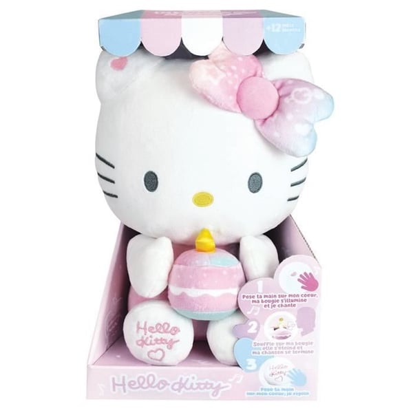 Hello Kitty Interaktiv Plys Fødselsdag +/- 26 cm - JEMINI - Interaktiv musik, stearinlys og latter.