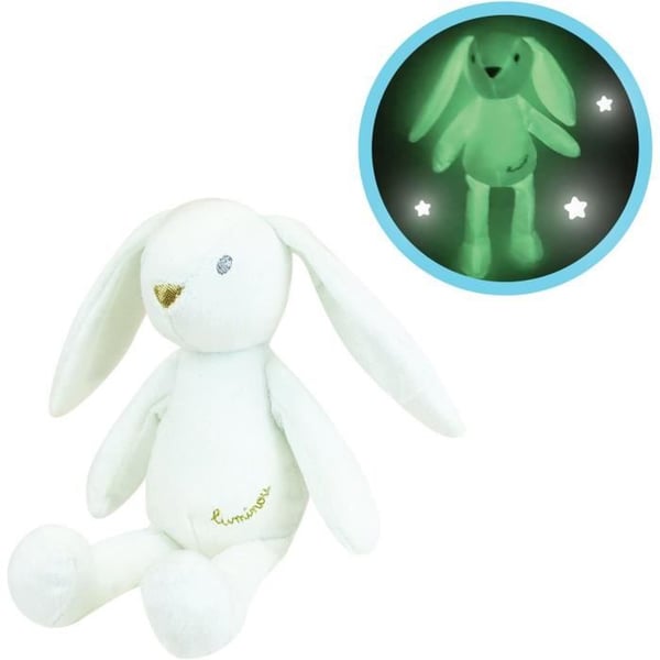 JEMINI Luminou Hvid Kanin Naturligt lysende plysdyr fungerer uden batteri +/- 20 cm