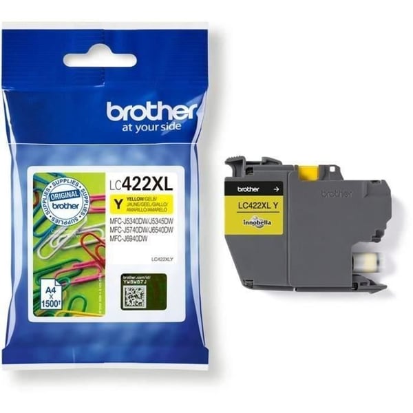 Kasetti LC422XLY - BROTHER - Keltainen - 1500p - Yrityskäyttöön Älykkäät MFC-J5340DW, MFC-J5345DW, MFC-J5740DW, MFC-J6540DW ja
