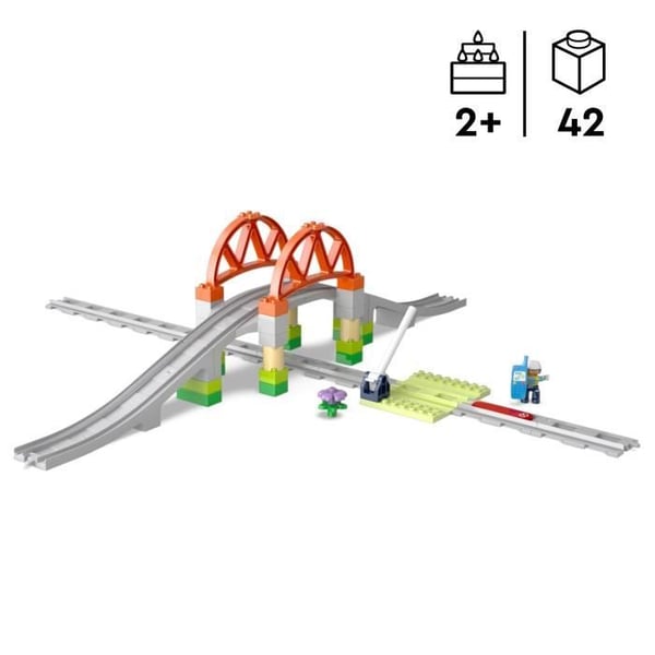 LEGO DUPLO Min By 10426 Udvidelsessæt: Togskinner & Bro - Legetøj til tidligt læring