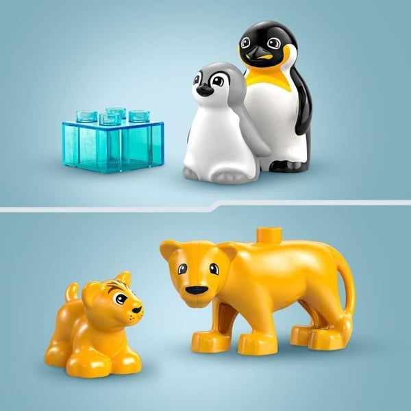 LEGO DUPLO Min By 10442 Vilde Dyrefamilier: Pingviner og Løver - Spil til Tidlige Læringsspil