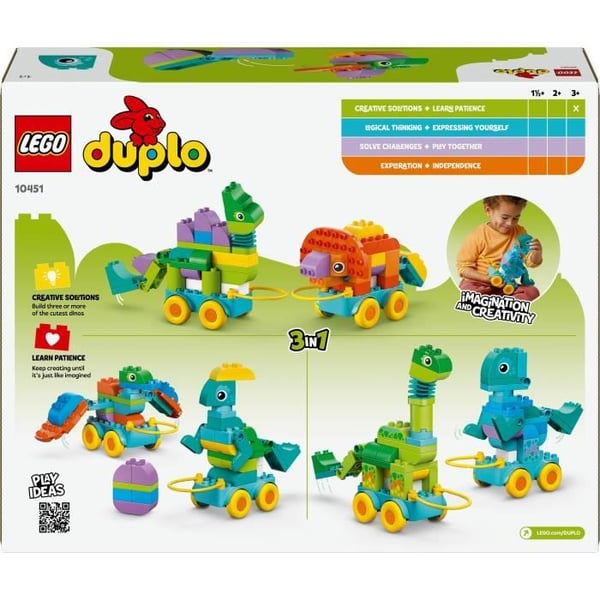 LEGO DUPLO Min By 10451 Dinosaurer på Hjul 3-i-1 - Tidligt læringsspil for 3-årige