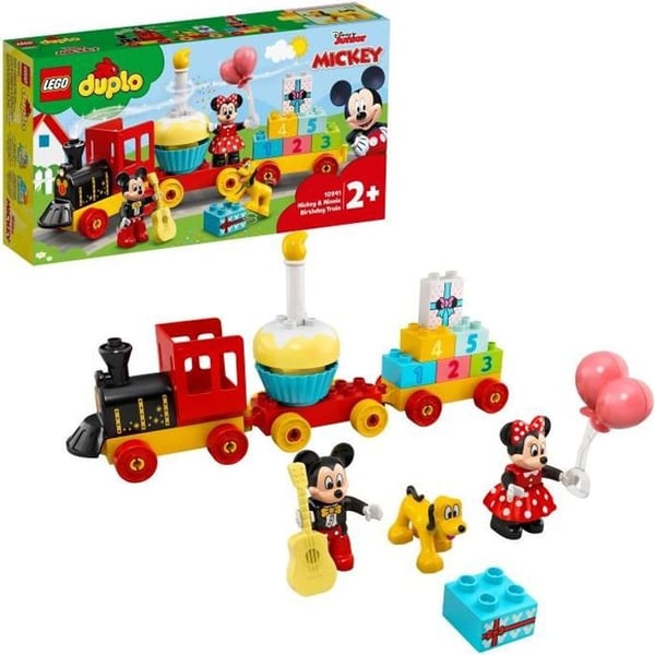 LEGO 10941 DUPLO Disney Mickey og Minnies fødselsdagstoglegetøj til børn fra 2 år med tog og figurer