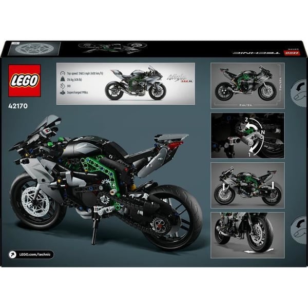 LEGO Technic 42170 Kawasaki Ninja H2R Motorcykel. Gaveidé til børn. Kreativt legetøj
