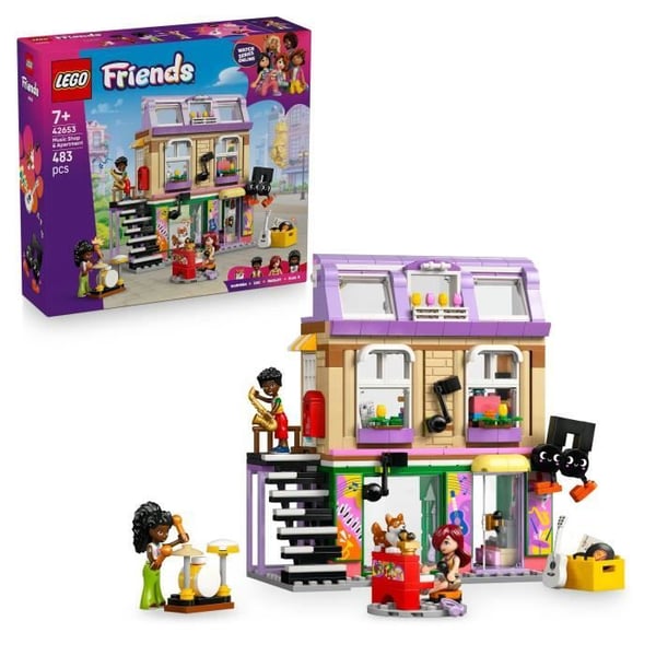 LEGO Friends 42653 Musikaffär och Lägenhet - Lekset för Flickor från 7 År
