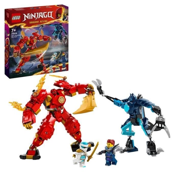 LEGO 71808 NINJAGO Kais ildelementrobot-ninjalegetøj med tilpasselig figur plus Kai- og Zane-minifigurer