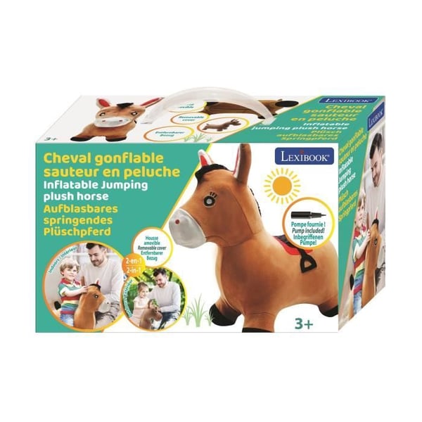 Ride-on - LEXIBOOK - Puhallettava pehmoleluhyppyhevonen - 2-in-1-malli - Irrotettava päällinen - Lapsille