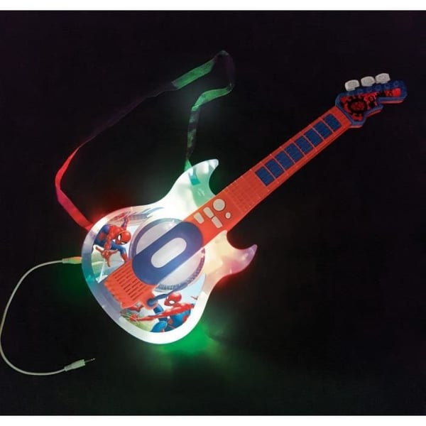 Lysende elektronisk guitar med mikrofonudstyrede briller - Spiderman
