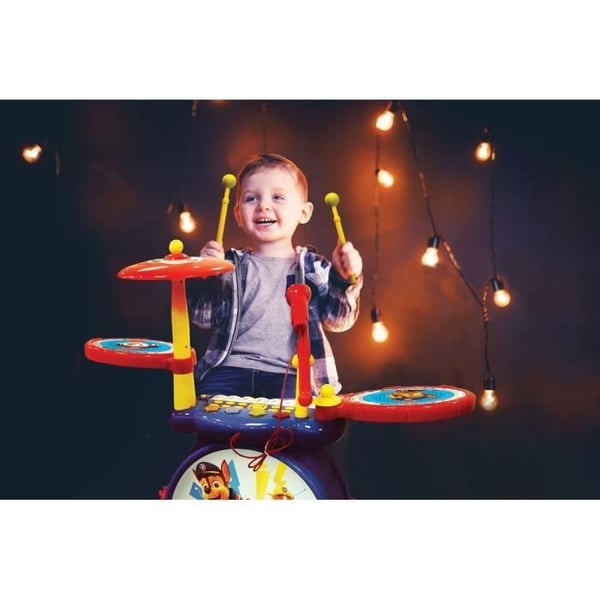 Paw Patrol - Elektroniskt trumset för barn - Ljusgivande - Komplett 3-i-1 - Keyboard, cymbaler och pall - LEXIBOOK