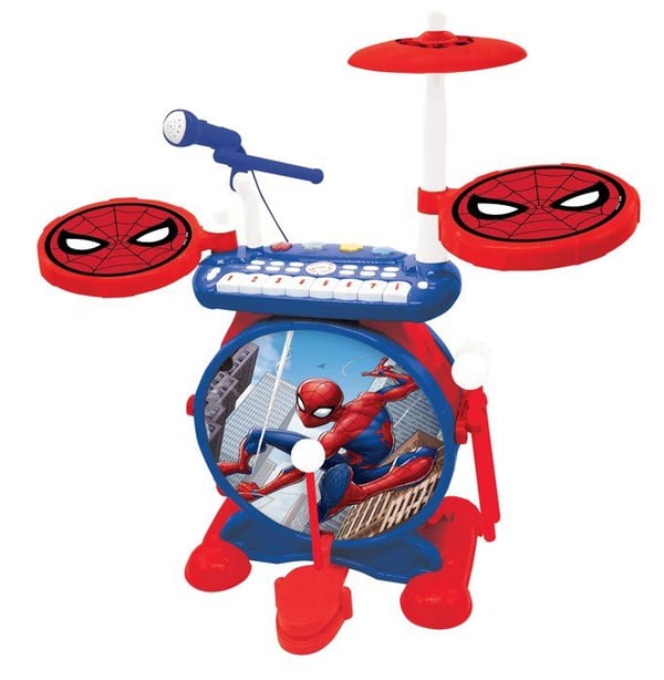 SpiderMan - Elektronisk Trommesæt til Børn - Lysende - Komplet med Keyboard, Bækkener og Skammel - Lexibook