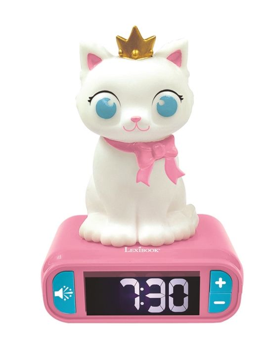 LEXIBOOK Digital Natlys Vækkeur - Kat - 3D Lys og Lyd - Hvid og Pink - Børne