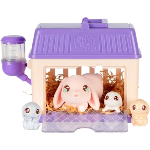 Lekset - SMÅ LEVANDE HUSDJUR - Mama Surprise Kaniner - Bebisar ingår - Anpassningsbara tillbehör