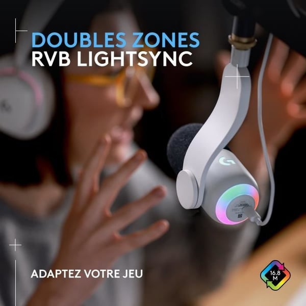 Logitech G Yeti GX Dynamisk RGB Gaming Mikrofon med LIGHTSYNC til PC/Mac - Hvid