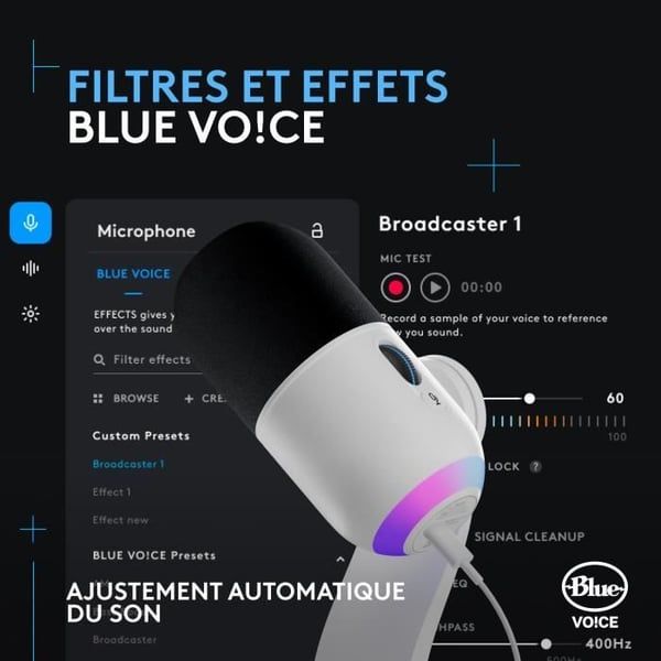 Logitech G Yeti GX Dynamisk RGB Gaming Mikrofon med LIGHTSYNC til PC/Mac - Hvid