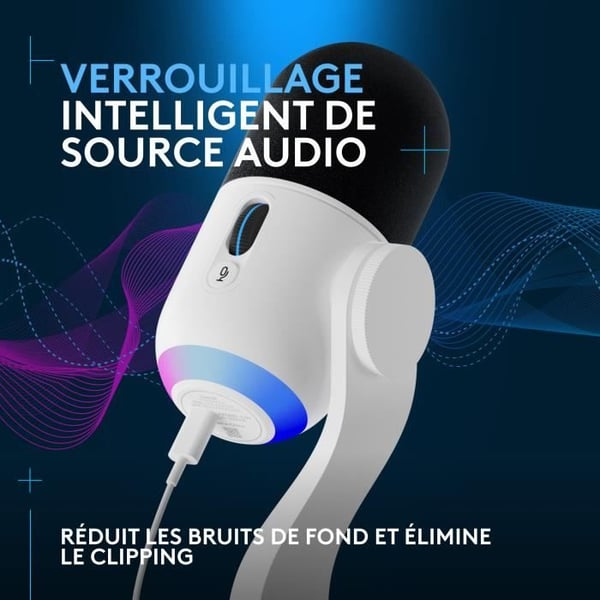 Logitech G Yeti GX Dynamisk RGB Gaming Mikrofon med LIGHTSYNC til PC/Mac - Hvid