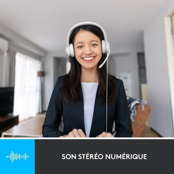 Kuulokemikrofoni - Langallinen - Logitech - H390 - Stereo. Sisäänrakennettu mikrofoni. Melunvaimennus - Valkoinen