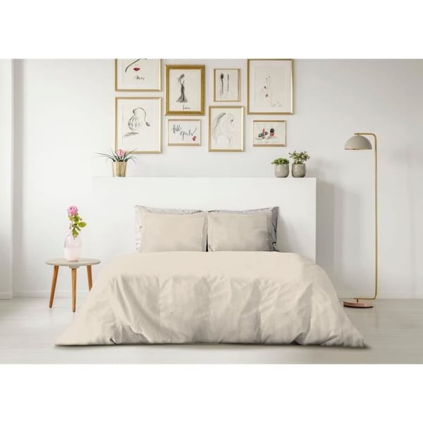 LOVELY HOME DYNEBEDEKSÆT - 220x240 cm - 100% BOMULD - ELFENBEIGE