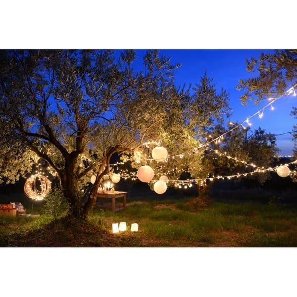 Yogy Solar solcellelampe guirlande - LUMI JARDIN - 200 LED'er - 1700 cm - Varm hvid