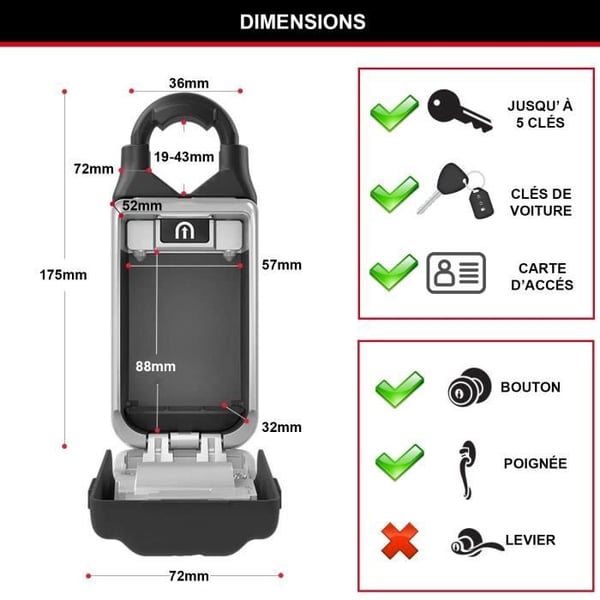 Säker nyckellåda - MASTER LOCK - Tryckknappar - Med handtag - Select Access Dela dina nycklar säkert