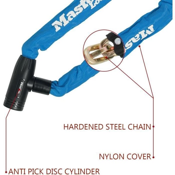 MASTER LOCK Cykelkedjelås [Nyckel] [90 cm kedja] [Blå] 8391EURDPROCOLB