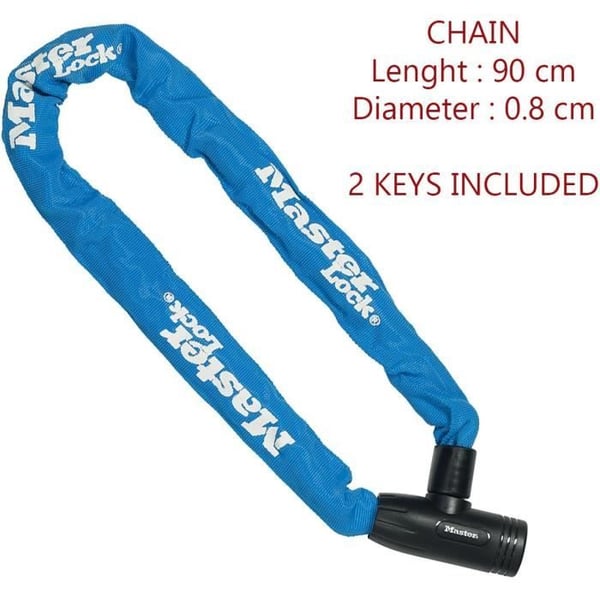 MASTER LOCK Cykelkedjelås [Nyckel] [90 cm kedja] [Blå] 8391EURDPROCOLB
