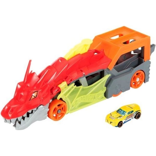 Hot Wheels City - 2-i-1 affyrende dragetransporter - lastbil / legetøjsbil - fra 3 år GTK42