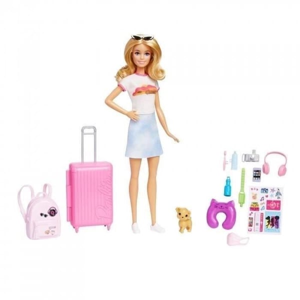 Barbie-Barbie on the Go-lekset med valp och tillbehör HJY18
