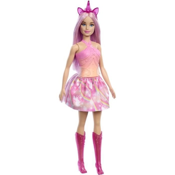 Barbie enhjørningsdukker med fantasihår og ombre-outfits HRR13