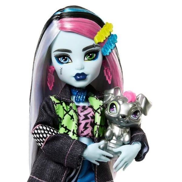 Monster High Frankie Stein-dukke med kæledyr og tilbehør HXH73