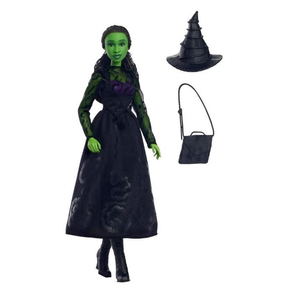 Mattel Wicked Elphaba -nukke irrotettavilla asusteilla ja vaatteilla - Wicked - HXT62