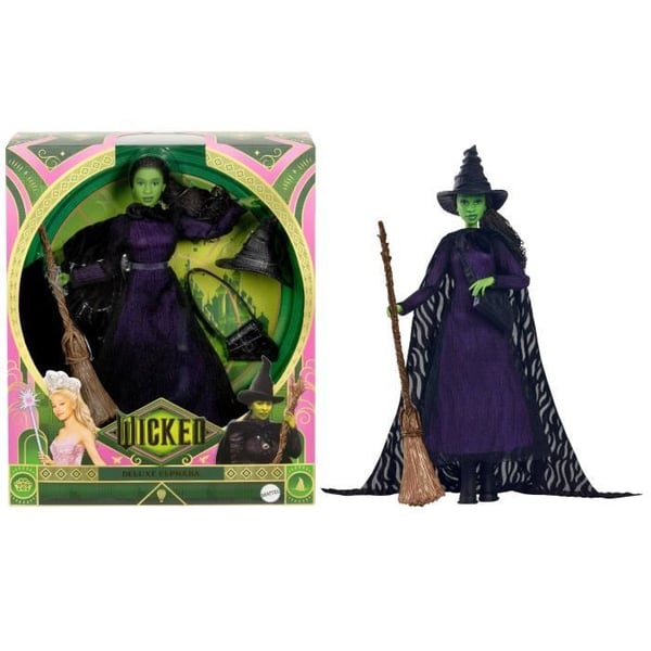 Mattel Wicked Elphaba Dukke med Flettet Hår og Flere Poser - Wicked - HXY38
