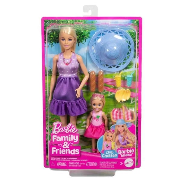 Barbie Familie og Venner Picnic Sæt - 2 Dukker - Alder 3+ - JBF43
