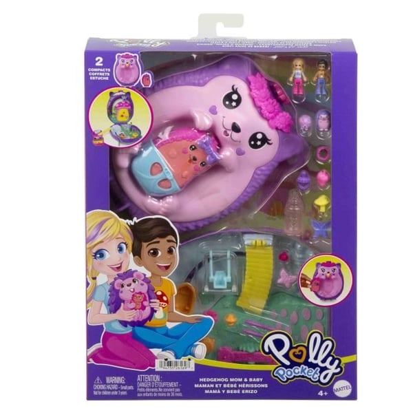 Polly Pocket Mor og Baby Pindsvin Håndtaskesæt med 2 figurer - JBJ91 Fra 4 år