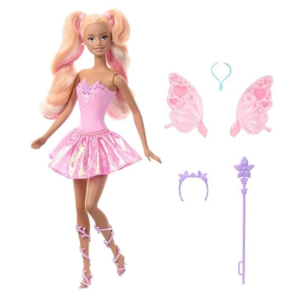 Barbie fe-dukke - farveskiftende vinger og outfit