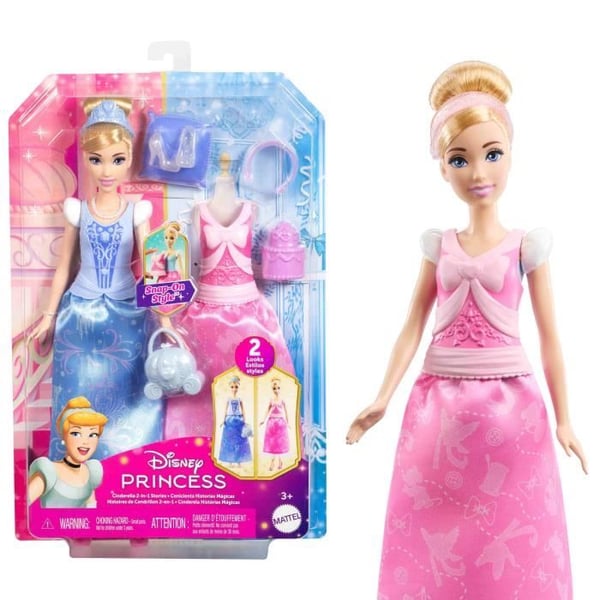 Disney Prinsesse Askepot Dukke og Outfits Sæt med Tilbehør - Alder 3+ - JCR95