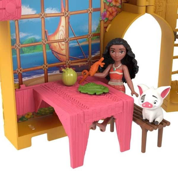 Disney Vaiana Staplingsberättelser Dockhusset med en liten Vaiana-docka. 1 djurvän och 9 tillbehör - MATTEL