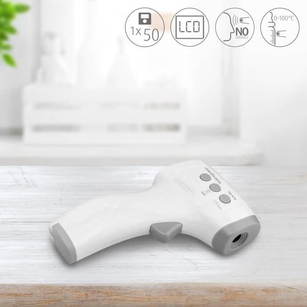 Medisana TM A79 beröringsfri termometer. Visuella (3-färgade) och hörbara larm. Certifierad medicinteknisk produkt. 50 minnen.