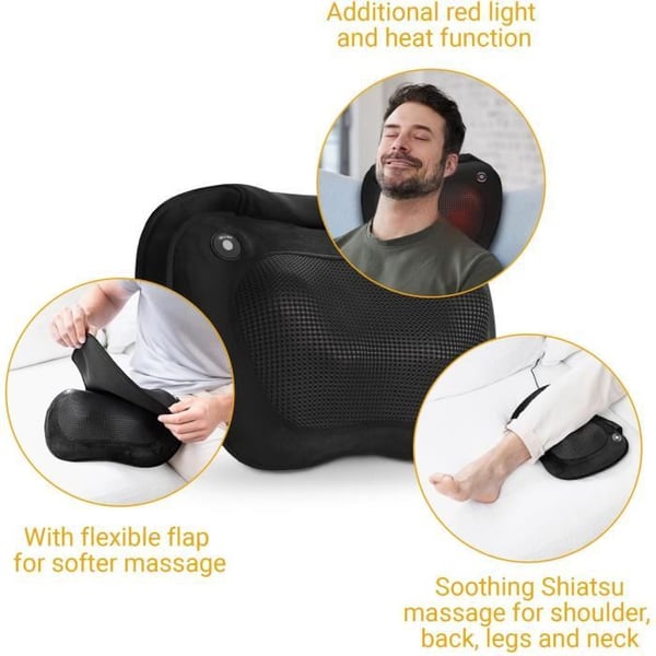 MEDISANA MC 850 - Shiatsu-hierontatyyny hartioille, selälle, jaloille ja niskalle - 2 nopeutta - Lämpötoiminto - Joustava pehmuste