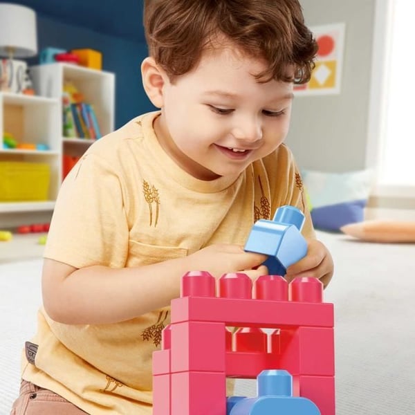 Mega Bloks - Medium Rosa Påse 60 Klossar - Byggklossar - 12 Månader och Uppåt DCH54