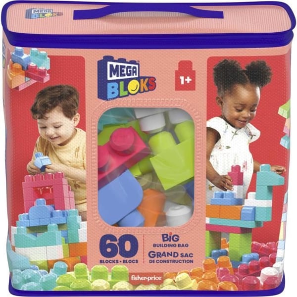 Mega Bloks - Medium Rosa Påse 60 Klossar - Byggklossar - 12 Månader och Uppåt DCH54