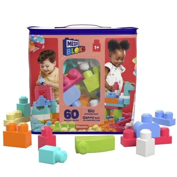 Mega Bloks - Medium Rosa Påse 60 Klossar - Byggklossar - 12 Månader och Uppåt DCH54