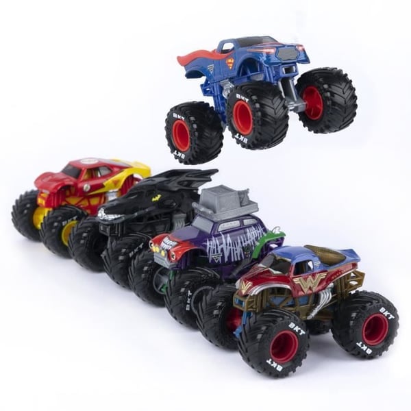 5 KPL PAKKAUS PAINEVALETTUJA 1:64 DC COMICS Monster Jam -AJONEUVOJA