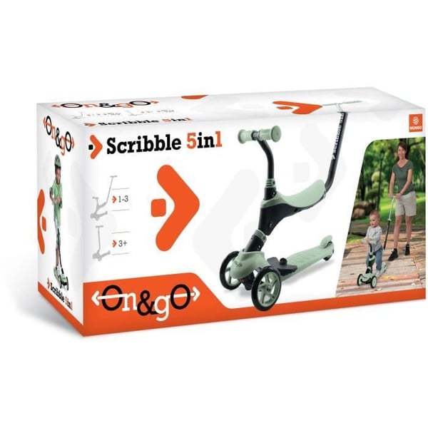 Løbecykel - MONDO - On&Go Scribble 5-i-1 - Sammenklappelig - Sort / Salviegrøn