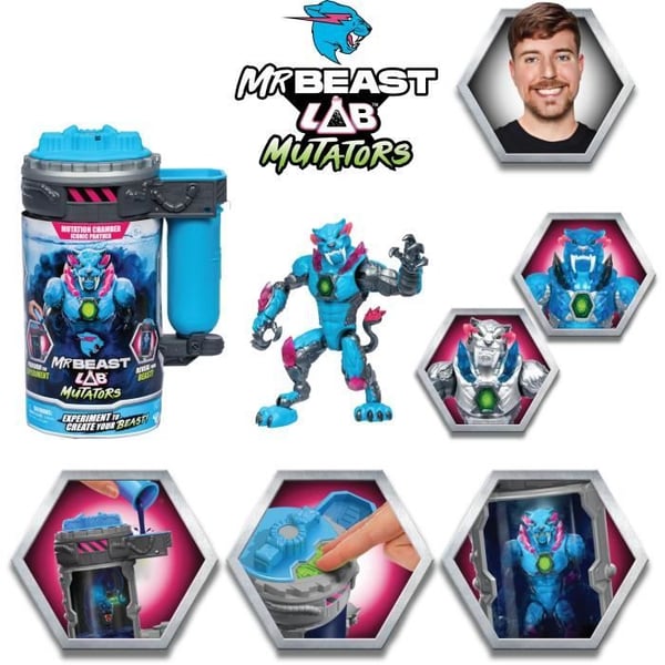 Ikonisk Mutators Panther Mutation Chamber Figure - MR Beast LAB - Genomför ett experiment för att skapa din varelse