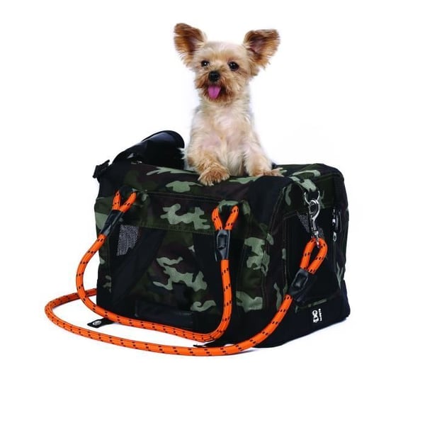 Bærepose - M PETS - REMIX 2 i 1 Camouflage & Orange - 41 x 28 x 28 cm - Sammenfoldelig - Letvægts - Selebælte